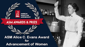 Award tile with photo of Alice Evans.