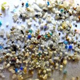 A close-up look at hundreds of microplastic particles.