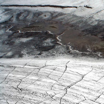 An aerial view of the Greenland ice shelf.