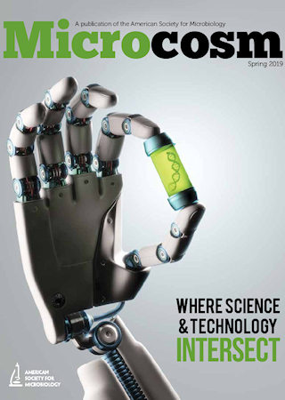 Cover of the Spring 2019 issue of Microcosm magazine, 'Where Science & Technology Intersect.'