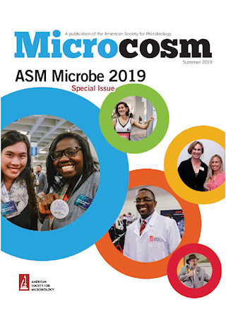 Cover of the Summer 2019 issue of Microcosm magazine, 'ASM Microbe 2019.'