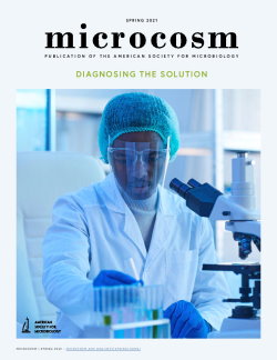 Image of the cover of Microcosm Magazine's Spring 2021 issue, 'Diagnosing the Solution.'