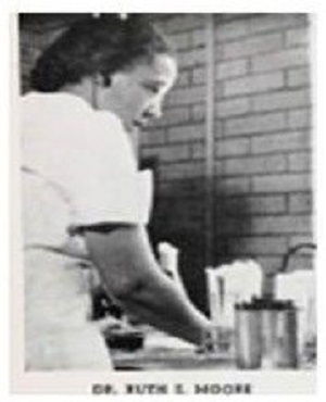 Ruth E. Moore in the lab.